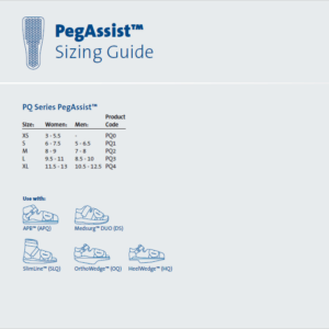 PQ PegAssist Size Chart